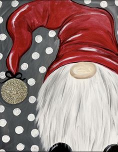 a painting of a santa clause with polka dots