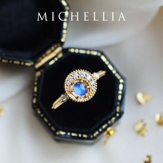 "Our current turnaround time for regular orders is 6-8 weeks. For urgent orders, please shop our Ready-to-Ship collection below (7-10 business days): https://michellia.com/collections/ready-to-ship (please copy and paste into browser) -------- 「Luna」- Crescent Moon Ring or Ring Set, in Rainbow Moonstone | R3003S There are currently 176 known moons in the solar system, but only one of them belongs to Earth. Inspired by the Earth's only natural satellite, our signature \"Luna\" collection is desig Celestial 14k Gold Moonstone Wedding Ring, Celestial Style 14k Gold Moonstone Wedding Ring, Celestial Style Moonstone Wedding Ring In 14k Gold, Gold Celestial Moonstone Ring With Rose Cut Diamonds, Elegant Gold Moon-shaped Moonstone Ring, Celestial Gold Moonstone Ring For Wedding, Elegant Gold Moonstone Moon Ring, Celestial Gold Moonstone Ring With Moon Phase, Gold Celestial Moonstone Ring With Moon Phase