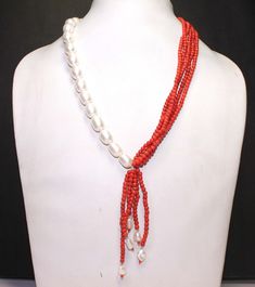 AAA Quality Natural Round Pearl And Round Natural Red Coral Necklace,With Natural Red coral And Natural Pearl in Bottom,17 Inch Long Specifics: Material : Gemstone Length: 17 Inch Stone :    Natural Round Pearl And Round Natural Red Coral Stone Size:   3.5mm X 2.5mm   For Round Red Coral                        9mm X 12.5mm     For Pearl Style:  Natural Round Pearl And Round Natural Red Coral Necklace Color: Red,White We deal in all kind of semi precious,precious beads ,Gemstones and Jewelry (in Handmade Red Coral Pearl Necklace, Red Coral Stone, Red Coral Necklace, Client Satisfaction, Precious Beads, Coral Stone, Coral Necklace, Natural Pearl, Wedding Jewellery Necklace