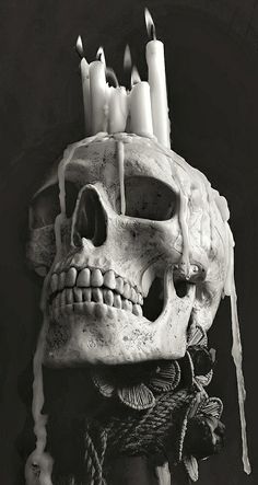 a skull with candles on it's head