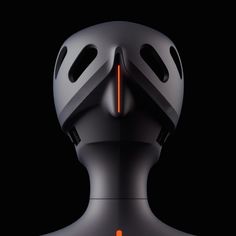 the back view of a robot's head and neck with an orange light on it