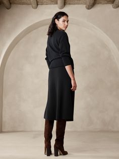 A-Line Midi Sweater Skirt | Banana Republic Factory Midi Sweater Skirt, Skirts With Boots, Banana Republic Factory, Sweater Skirt, Autumn Winter Fashion, Banana Republic, Sweaters & Cardigans, Winter Fashion, A Line