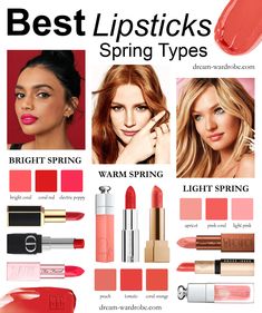 Winter Shopping Guide for the Spring Color Types – Dream Wardrobe True Spring Eye Makeup, Makeup For Bright Spring, Light Spring Lipstick Colors, True Spring Jewelry, Spring Palette Makeup, True Spring Makeup Looks, Spring Makeup 2024, Warm Spring Lipstick