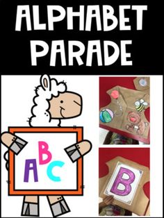 an alphabet and letter practice book with pictures of sheeps, letters, and shapes