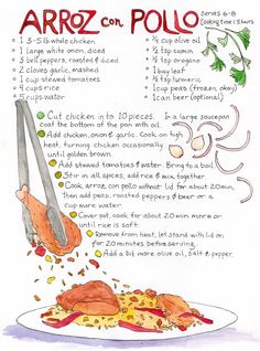 an illustrated recipe is shown with ingredients to make the dish