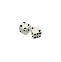 two white dices sitting side by side on top of each other, with black dots