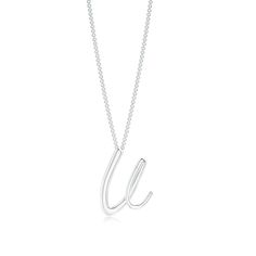 Personalize your jewelry look with this charming lowercase "v" initial pendant. It is crafted in  platinum and has a simple yet appealing design. V Initial, Plain Jewelry, Initial Jewelry, Initial Pendant, Lowercase A, Initials, Jewelry Collection, Platinum, Silver Necklace