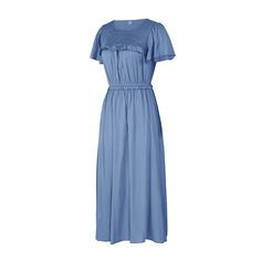 Blue Splice Shirring Swing Dress Blue Summer Dresses With Splicing Details, Blue Summer Dress With Splicing Details, Blue Short Sleeve Dress With Splicing, Women Dresses, Swing Dress, Maxi Dresses, Dresses Maxi, Maxi Dress, Womens Dresses