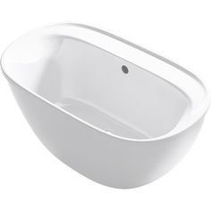 an oval shaped bathtub on a white background with the top section facing outward to the left