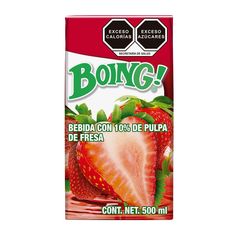 a bottle of bong strawberry juice on a white background