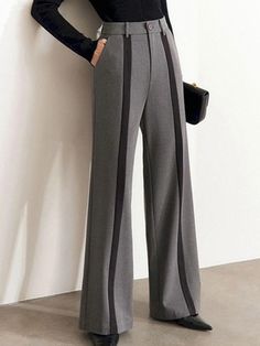 Olivia Mark - Flexible Fit Casual Pants Office Dress Pants With Pockets And Full Length, Full Length Office Dress Pants With Pockets, Office Dress Pants With Pockets Full Length, Office Full-length Dress Pants With Pockets, Business Casual Bottoms With Pockets, Full Length, Gray Full-length Dress Pants For Spring, Gray Full Length Dress Pants For Spring, Elegant Non-stretch Gray Bottoms, Gray High-waist Office Pants