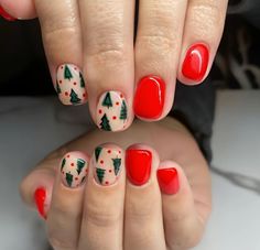 Christmas Tree Nails, Tree Nails, Seasonal Nails, Cute Gel Nails