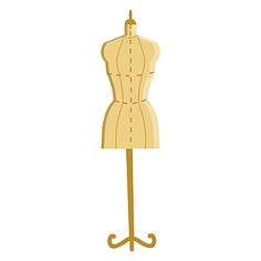 a mannequin on a wooden stand with an ironing board in the shape of a dress