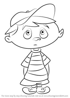 a cartoon boy with big eyes and a hat on his head