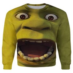 Get your product: Shrek Women's Sweatshirt
1. PRODUCT INFORMATION:

Proudly printed in America
5.3 oz, unisex fit
Heavy cotton, classic midweight fabric
Material: 100% cotton | Dark Gray: 50% cotton:50% polyester | Light Gray: 90% cotton:10% polyester
Double-needle stitched neckline, bottom hem, and sleeves
Quarter-turned to eliminate center crease
7/8 inch collar
Tear-away label
Machine-wash safe
Copyrighted artwork
2. SIZE CHART:
3. RETURN:
We will gladly issue you a replacement item or issue Shrek Cartoon, Womens Crewneck, Custom Sweatshirts, Green Top, Shrek, Crew Neck Top, Frankenstein, Cartoon Print, Printed Sweatshirts