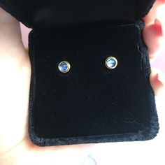 Real Blue Moonstone Earrings In 18 Karat Gold. Absolutely Stunning, The Pictures Don’t Do Them Justice. Real Blue Moonstones Are Extremely Rare. Authenticity Guaranteed. The Only Reason I Don’t Wear Anymore Is Because My Ears Are Stretched So They Don’t Fit. These Babies Are Rare And Very Well Loved. Just Got Back From The Jewelers Too So They Are Polished And Sanitized, Ready To Go! Open To Reasonable Offers & I Also Offer Bundle Discounts Blue Bezel Set Earrings For Formal Occasions, Tanzanite Round Earrings As Gifts, Round Tanzanite Earrings Gift, Round Tanzanite Earrings For Gifts, Yellow Gold Tanzanite Jewelry With Matching Earrings, Formal Round Moonstone Earrings, Sapphire Earrings With Gemstone Accents For Gift, Tanzanite Birthstone Earrings As Gift, Hallmarked Round Blue Topaz Earrings