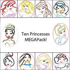 an image of princesses with the words ten princesses megapack written below them