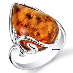 Enjoy the look of expensive jewelry with this Sterling Silver Baltic Amber Ring without breaking the bank. Prices are always factory direct. Style SR11324 Drop Ring, Baltic Amber Jewelry, Amber Gemstone, Cognac Color, Teardrop Ring, Amber Ring, Expensive Jewelry, Argentium Silver, Silver Jewelry Rings