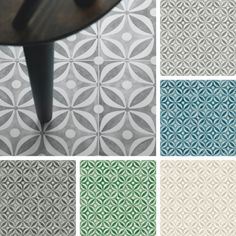 four different colors of wallpaper with an artistic design in the center and on the bottom