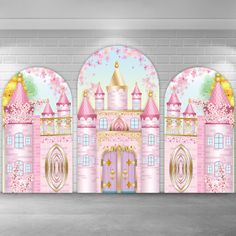 Pink  Princess Castle Chiara Wall Arch Backdrop Cover Pink Princess Castle, Princess Backdrops, Wall Arch, Castle Backdrop, Princess Birthday Party Decorations, Birthday Party Photography, Birthday Party Background, Pink Castle, Arch Backdrop