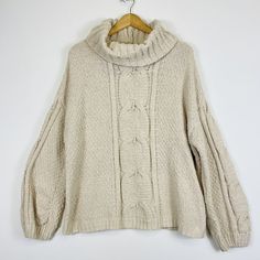 Seven 7 Beige Chenille Chunky Knit Turtleneck Oversized Rory Sweater. So Soft And Cozy! Women Large. Measures 27" From The Shoulder To The Bottom, And 24" Across The Front Under The Armholes. Great Pre-Owned Condition! Our Condition Guide: Unless Otherwise Noted, Our Clothing Items Are Pre-Owned. We Aim To Select High Quality, Lightly Used Items. We Generally Classify These Items As Excellent, Great, Or Good Condition. Unless An Item Is Extremely Rare, (For Example, A Vintage Item Or A Hard To F Oversized Cream Cable Knit Top, Rory Sweater, Loose Fit Sweater, Closet Light, Chenille Sweater, Oversize Knit, Knit Turtleneck, Knit Cowl, Knit Turtleneck Sweater