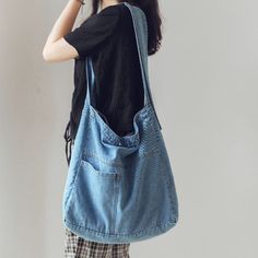 Casual Womens Denim Handbags Canvas Satchels School Color: Black,Blue Material: Cotton Blend Size: 37*13*35cm Note:  1.Due to the difference between different monitors, the picture may not reflect the actual color of the item.  Payment :  1). We accept all kinds of payments Contact us Your satisfaction is our first goal. For all messages, we will respond within 24 hours except international public holidays. Thanks for shopping with us Tas Denim, Bag Jeans, Shoulder Bags For School, Vintage Tote Bag, Denim Crossbody, Denim Handbags, Denim Tote Bags, Handbags Casual, Denim Tote