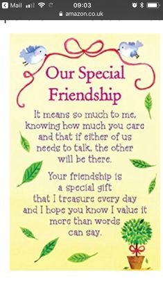 a greeting card with the words, our special friend