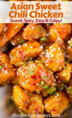 Asian Sweet Chili Chicken is so crispy, sticky, sweet, slightly spicy and completely addicting you won't even miss your favorite Asian takeout. Chinese Sweet Chili Chicken, Sweet Thai Chicken, Chili Chicken Recipe Chinese, Sweet Chili Chicken Bites, Sweet And Pungent Chicken, Asian Chili Chicken, Sweet And Spicy Chicken Bites, Sweet Hot Chicken, Asian Sweet Chili Chicken