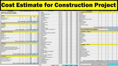 a construction project plan with the words cost estimite for construction projects on it