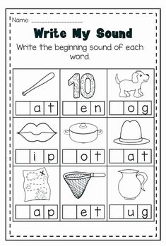 worksheet for beginning sound and phonicic words with pictures to help students learn the letter sounds