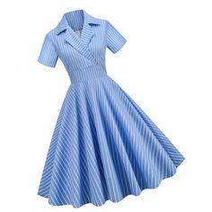 Striped Collar Pin Up Dress. Fit And Flare Design. Petticoat Not Included. Cotton Spandex. Special Order Delivery 7-21 Business Days Styles: Pinup 50s Retro Rockabilly 1950's Vintage Summer Retro Blue A-line Midi Dress, Classic Blue A-line Dress, Vintage Blue A-line Midi Dress, Blue Vintage A-line Midi Dress, Blue Retro Spring Dresses, Retro Blue Spring Dress, Classic Fitted V-neck Vintage Dress, 1950s Style Lined Short Sleeve Dresses, 1950s Style Short Sleeve Lined Dress