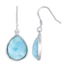 You'll love the impressive design of these beautiful earrings. You'll love the impressive design of these beautiful earrings. Backings: Frenchwire Length: 1 in Packaging: boxed Metal: sterling silver Plating: sterling silver Finish: polished Additional details: nickel free STONE DETAILS Type: larimar natural stone Total weight: 5 ct. Shape: pear Setting: bezel Size: One Size. Color: Blue. Gender: female. Age Group: adult. Larimar Dangle Earrings For Gifts, Elegant Larimar Jewelry, Silver Teardrop Larimar Jewelry, Silver Larimar Dangle Earrings, Teardrop Larimar Jewelry Gift, Elegant Larimar Dangle Earrings, Silver Larimar Dangle Jewelry, Larimar Dangle Earrings As Gift, Larimar Earrings