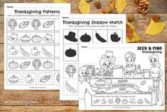 thanksgiving themed worksheets for preschool and homeschool