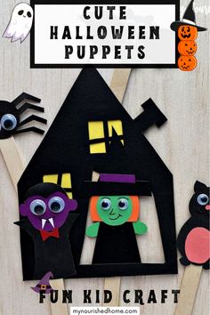 this is an easy and fun craft for kids to make with cut - out halloween puppets