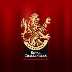 the royal challengers logo on a red curtain