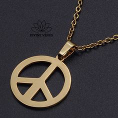 Peace Sign Necklace Gold Plated Stainless Steel Fade And Tarnish Resistant Gold Peace Sign Jewelry Gift, Gold Jewelry With Peace Sign For Gift, Peace Sign Jewelry For Gifts, Venus Jewelry, Funky Necklace, Peace Sign Necklace, Star And Moon Necklace, Beaded Collar Necklace, Owl Pendant Necklace