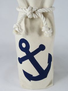 an anchor and rope drawstring bag on a white background