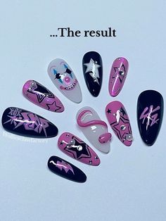 Rock Star Nails Designs, Case 143 Nails, K Pop Nails Design, Kpop Inspired Nails Skz, K Pop Nails Skz, K Pop Inspired Nails, Band Nail Art, Kpop Idols Nails