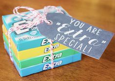 three small boxes are stacked on top of each other with a sign that says you are special