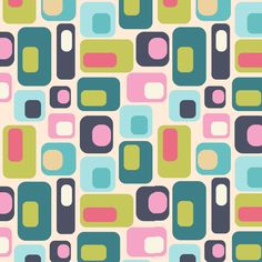 an abstract pattern with squares and rectangles in pink, blue, green, yellow