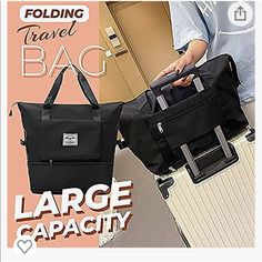 New! Brand New! Price Per 1 Bag Color: Black Specifications: Material: Oxford Cloth + Polyester Product Size: Folding Dimension: 11.02in X 1.57in X 7.08in Unfolding Dimension: 16.53in X 8.66in X 11.02in Expansion Dimension: 16.53in X 8.66in X 14.96in Trolley Slip Sleeve Fits Over The Handle Of Your Wheeled Luggage For Easy Carrying #Portable#Sports#Gym#Luggage#Weekender#Backpack#School#Flight Attendant#Vacay#Vacation#Christmas#Gift Yoga Storage, Carry On Tote, Waterproof Tote, Waterproof Travel Bag, Mothers Day Special, Travel Bags For Women, Travel Handbags, Travel Tote, Oxford Fabric