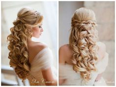 two pictures of a woman with long hair