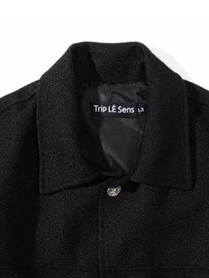 This is a comfortable and modern jacket that is made out of high quality polyester 100% tweed fabric. With design detail of patch pocket on the front and unique casted metal parts, it gives a trendy and refined look.- Unisex item- Black tweed fabric with rough mood- Patch pocket on the front- Unique metal casted part Casual Black Tweed Jacket With Buttons, Black Wool Blazer With Patch Pockets, Black Single-breasted Tweed Outerwear, Black Long Tweed Jacket With Pockets, Black Long Sleeve Tweed Jacket With Pockets, Trendy Tweed Blazer With Pockets, Black Casual Tweed Jacket With Pockets, Casual Black Tweed Jacket With Pockets, Black Tweed Outerwear For Business