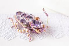 Purple Cockroach Bug Pin Sequins Beaded Embroidered Brooch Insect Jewelry Gift for Girlfriend - Etsy