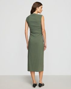 The elevated midi dress is a wardrobe must-have — Manon exudes effortless polish with its asymmetric neckline, ruched sides, and wrap front. We love to style it with a sleek pair of heeled boots for a desk-to-drinks look. See below for our general Size Guide and available measurements Made of 73% rayon, 23% nylon, and 4% spandex Machine wash cold and lay flat to dry Spring Midi Dress With Draped Ruched Back, Chic Draped Midi Dress With Ruched Sides, Spring Flattering Draped Midi Dress, Spring Ruched Wrap Dress For Work, Asymmetrical Ruched Dress For Work, V-neck Midi Dress With Ruched Bodice For Work, Flattering Ruched Maxi Dress, Spring Wrap Dress With Ruched Detail, Midi Length, Asymmetrical Ruched Midi Dress For Work