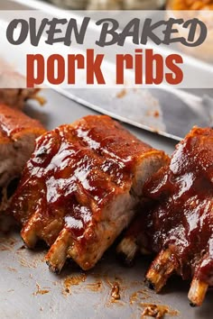 oven baked pork ribs with bbq sauce on the top and in the bottom half