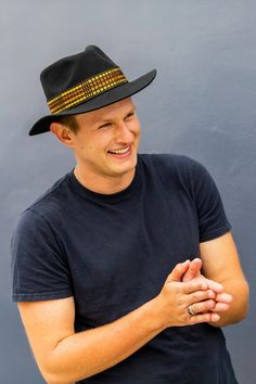 "Handcrafted in Peru and Bolivia, these alpaca and sheep wool blend hats are durable and offer full sun-protection for your everyday activities. The unisex Fedora Style Hat is a traditional \"short brimmed Western or Fedora style\" hat with a removable Quechua textile intention band. You choose your own intention band. Available in sizes S, M, L & XL for men and women.  50% alpaca and 50% wool felt, 50% alpaca and 50% wool accent, cotton/polyester cinch Dry clean only Textile softness: Soft - th Fedora Style, Black Fedora Hat, Fedora Hat Men, Womens Fedora, Black Fedora, Fedora Hat Women, Boho Hat, Wide Brim Fedora, Winter Hats For Men