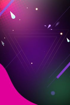 an abstract purple and pink background with triangles, dots and drops in the air on top of each other