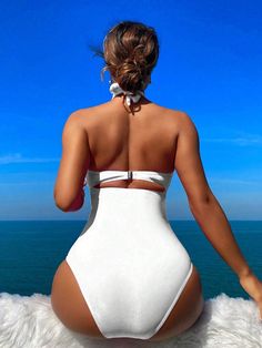 Monokini Swimsuit, Beach Color, Monokini Swimsuits, One Piece Swim, Neck Lace, Monokini, Fashion Online Shop, Criss Cross, All Fashion