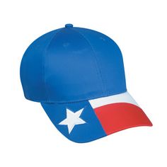 Texas flag visor cap. 6 panel. Cotton twill. Structured. Pro style mid profile. Cut panel visor with star patch and embroidery. Pre-curved visor. Hook/loop tape closure. One size fits most. Embroidery available. Cap Inspiration, Texas Flag, Texas Flags, Visor Cap, Hook And Loop Tape, Cotton Twill